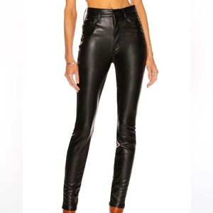 MOTHER Super swooner Faux Leather black pants size 28